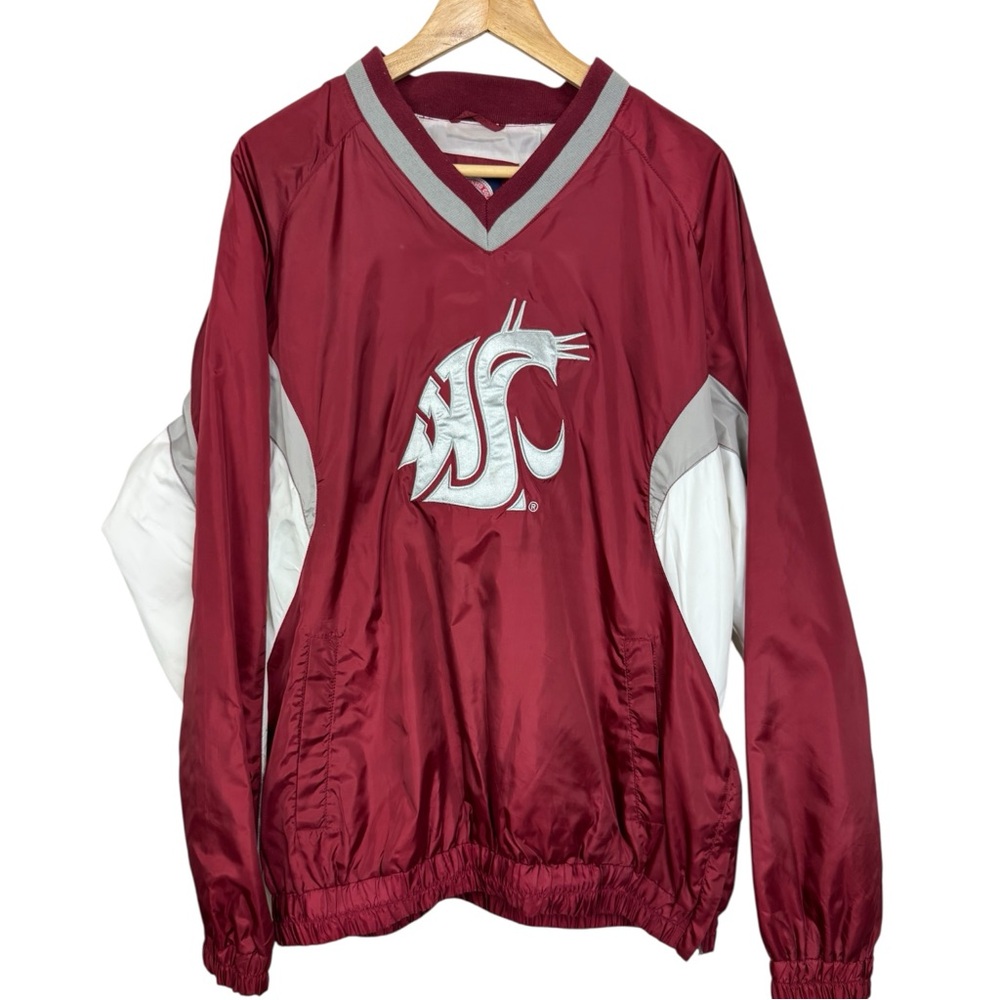 Vintage Washington State pull over windbreaker v neck jacket​ zip sides L